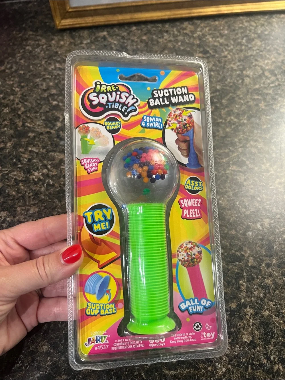 Irre-Squish Suction Ball Wand - Neon Green Sensory Toy